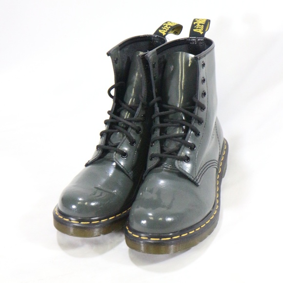 Dr. Martens Shoes - DR. MARTENS 1460 W in Grey Patent Lamper Boots Sz 8 Wmn